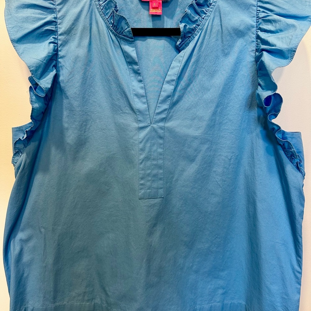 Lilly Pulitzer Sky Blue Ruffle Blouse